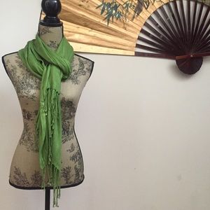 Green Tassel Scarf