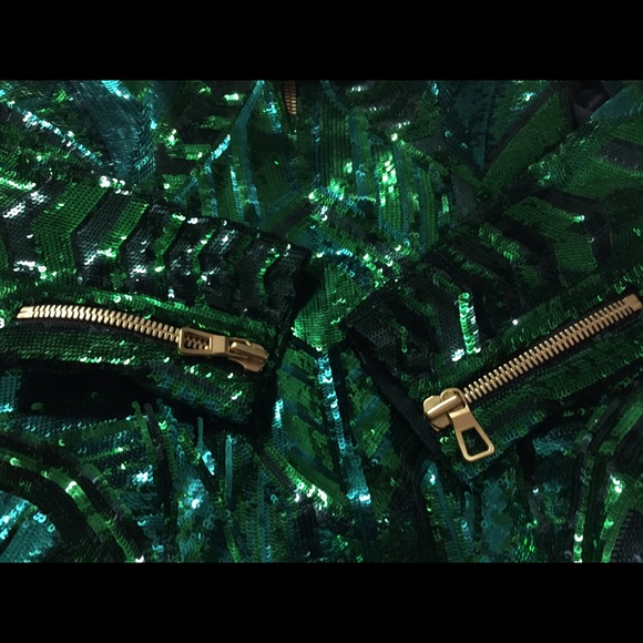 Balmain x H&M Green Sequin Embroidered Dress Size2
