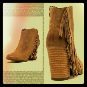 Suede fringe booties