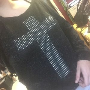 Hot Topic Studded Cross Long Sleeve Top
