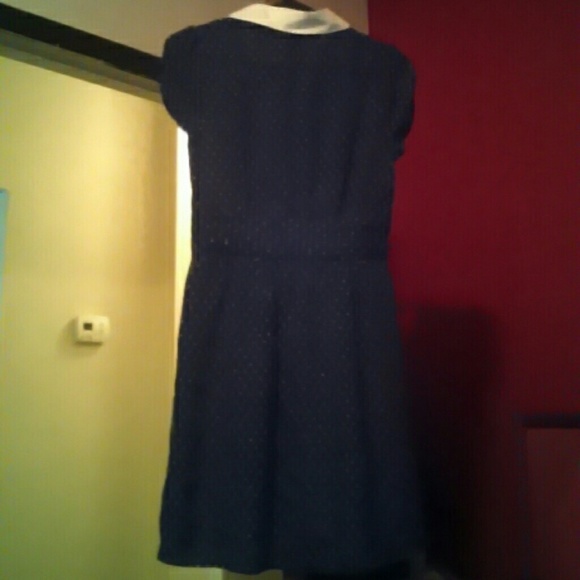 Polka Dot Dress w/ Collar and Bow - Picture 2 of 3