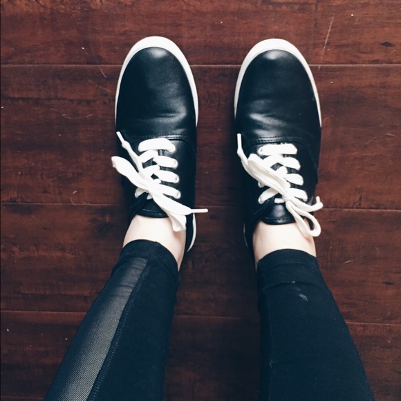 Faux Leather Plimsolls