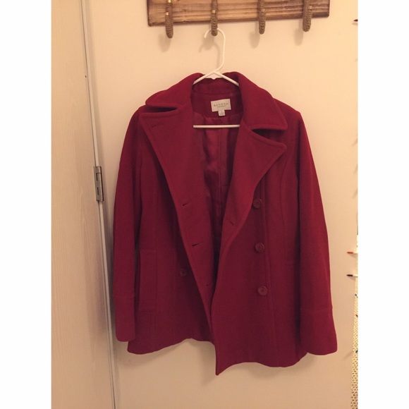 Winter Pea Coat In Maroon