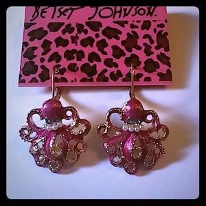 BETSEY JOHNSON RED OCTOPUS EARRINGS