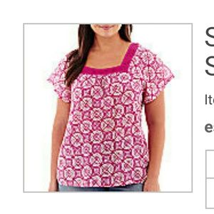 St. John's Bay? Short-Sleeve Squareneck Woven Top