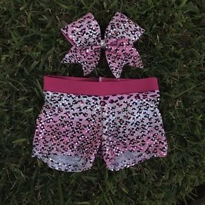 Spandex shorts and bow