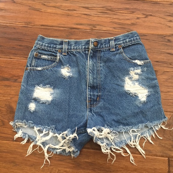 Vintage Destroyed High Waisted Shorts Size 14 Kids
