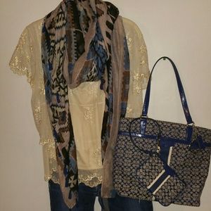 COACH logo Tote bad and matching Wristlet