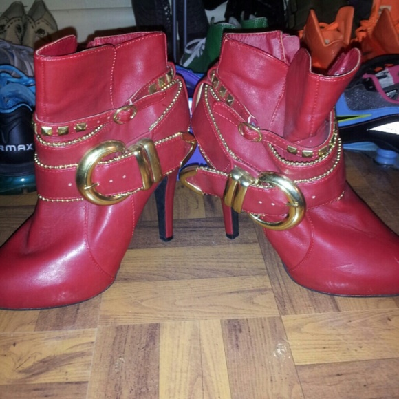 Red ankle boots