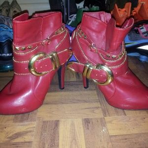 Red ankle boots