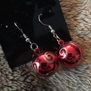 Red Christmas ornament earrings