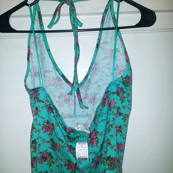 Floral turquoise crop top - Picture 2 of 3