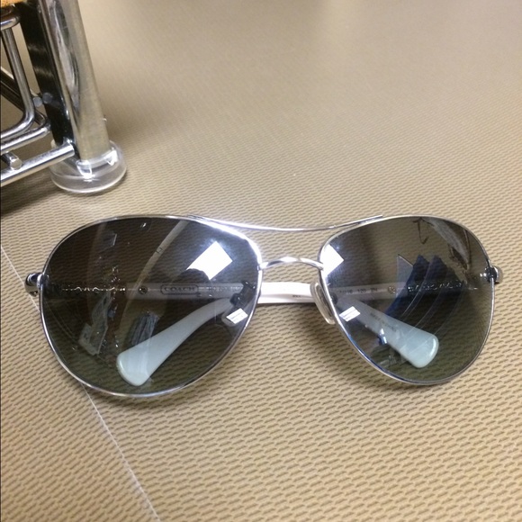 White aviator coach sunglasses