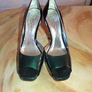 Gorgeous Two Tone Patent Leather d'Orsay Heels
