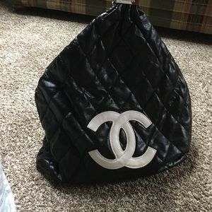 Chanel tote with chain handle/ not sure if real