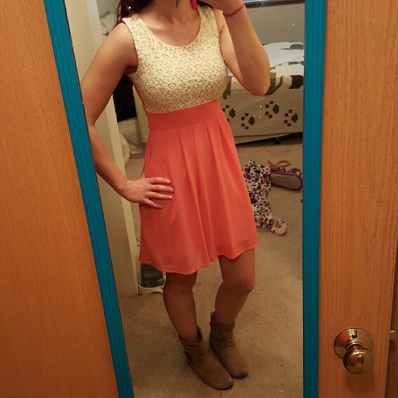 Coral and cream dress!