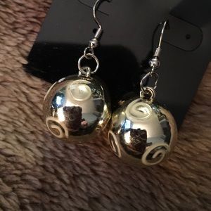 Gold Christmas ornament earrings