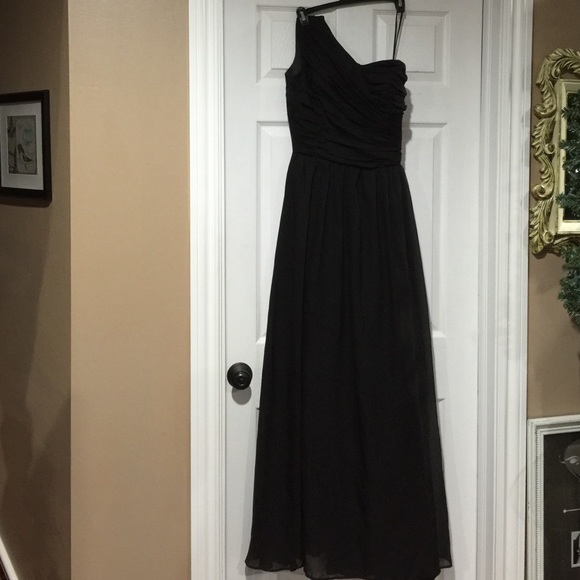 Black Lace / One Shoulder Bridesmaids Dress