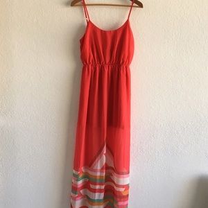 Coral Dual Layered Long Dress