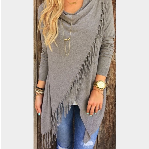 Grey Fringe Cardigan brand new