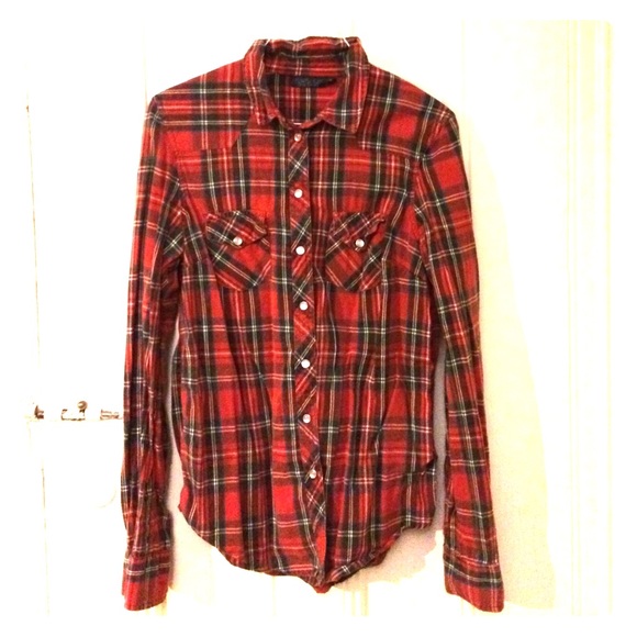 Topshop Plaid Button-Down, size 6