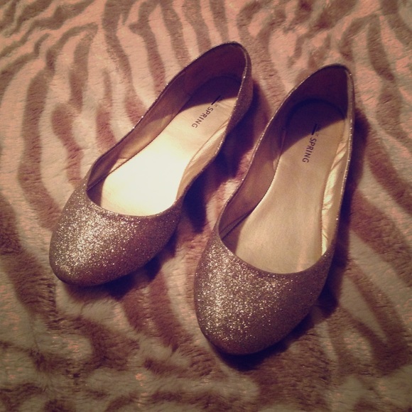 Gold glitter flats