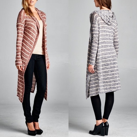 🚨1 HR SALE🚨ROBYN stripe hoodie cardigan - NAVY - Picture 2 of 2