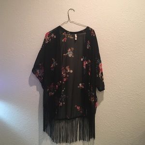Flower print kimono