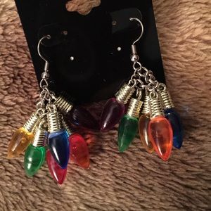 Multi colored Christmas light bulb earrings