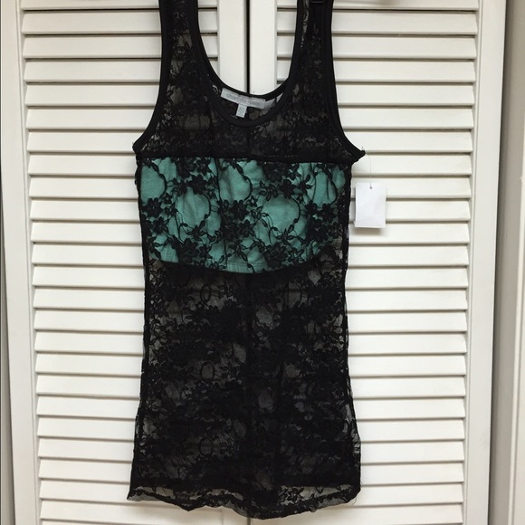 Black lace with built in blue tank - Picture 3 of 4
