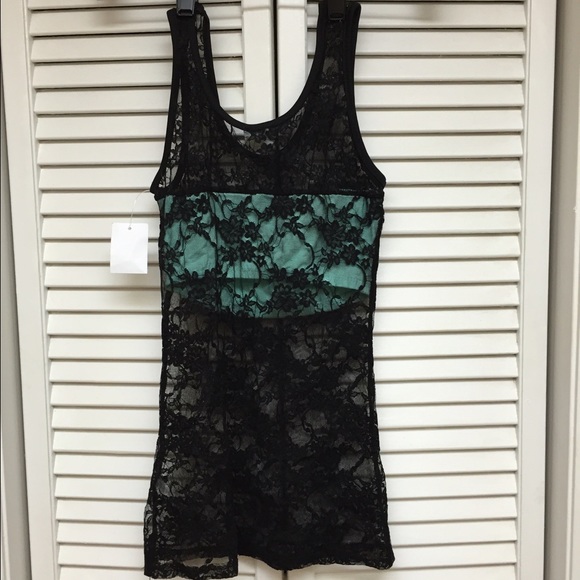 Black lace with built in blue tank - Picture 4 of 4
