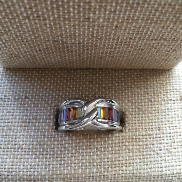 Semi Precious Stone Twisted Ring 925 silver
