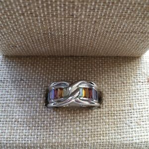 Semi Precious Stone Twisted Ring 925 silver