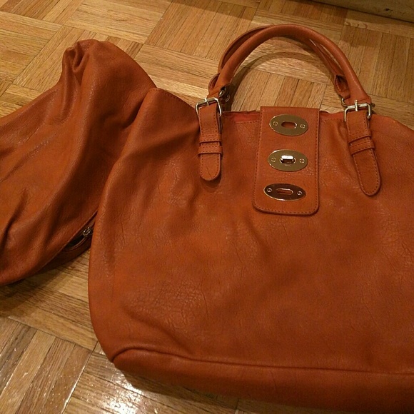 Large leather bag, orange