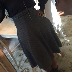 Wool midi high waist skirt