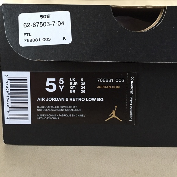 Jordan 6 chrome retro low BG