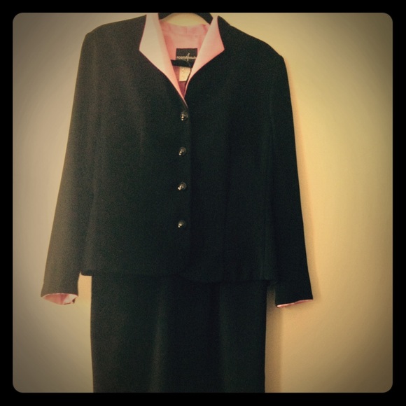 Positive Attitude Black and Pink Skirt Suit