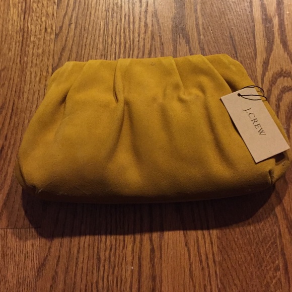 yellow suede clutch