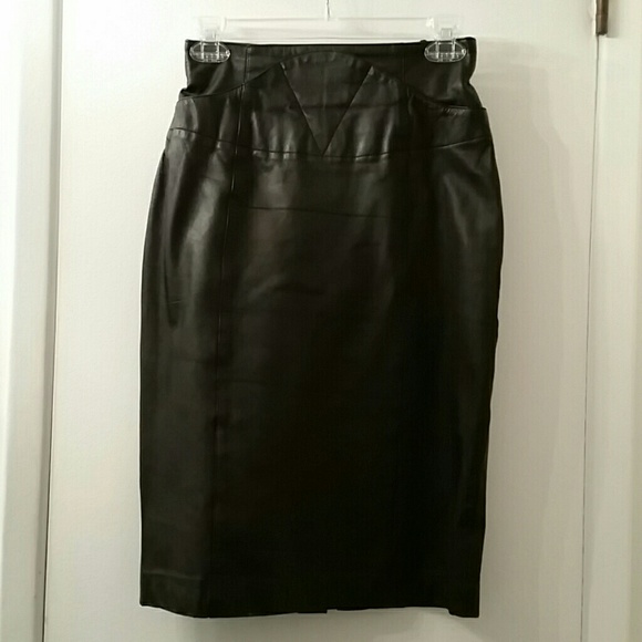 80s Vintage High Waisted Leather Skirt