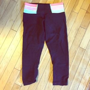 lululemon pink neon crop leggings, size 6