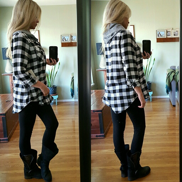 RESERVED πHooded Flannel Zip/Button-down - Picture 3 of 4