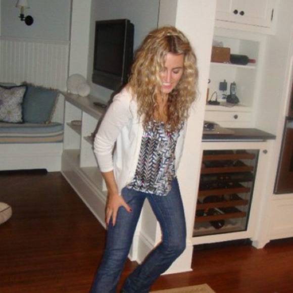 Silk Geometric Ruffle Top - Picture 2 of 2