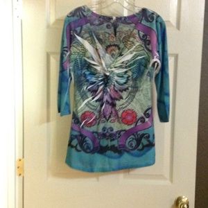 Floral top by Sienn, three quarter length sleeves