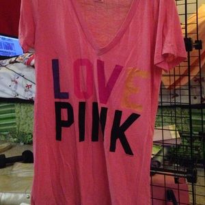 medium soft vs pink vneck:) rainbow letters:)