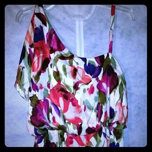 One shoulder dress with spaghetti straps