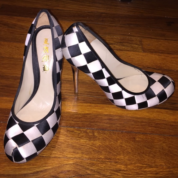 L.A.M.B Checkered Heels **RARE**