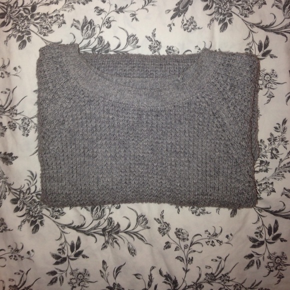 Gray waffle knit sweater