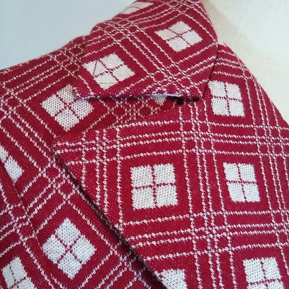 Retro '50s Red & White Windowpane Plaid Jacket - Picture 3 of 4