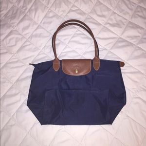 Small navy Longchamp Le Pliage Tote