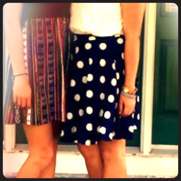 Navy and White Polka Dot Skirt